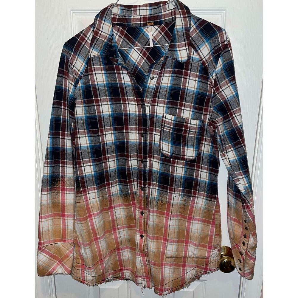 FREE PEOPLE tie dyed flannel euc sz M